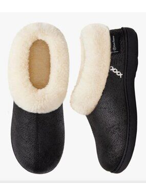 EverFoams Womens 5-6 Microsuede Memory Foam Winter Slippers Faux Fur Collar